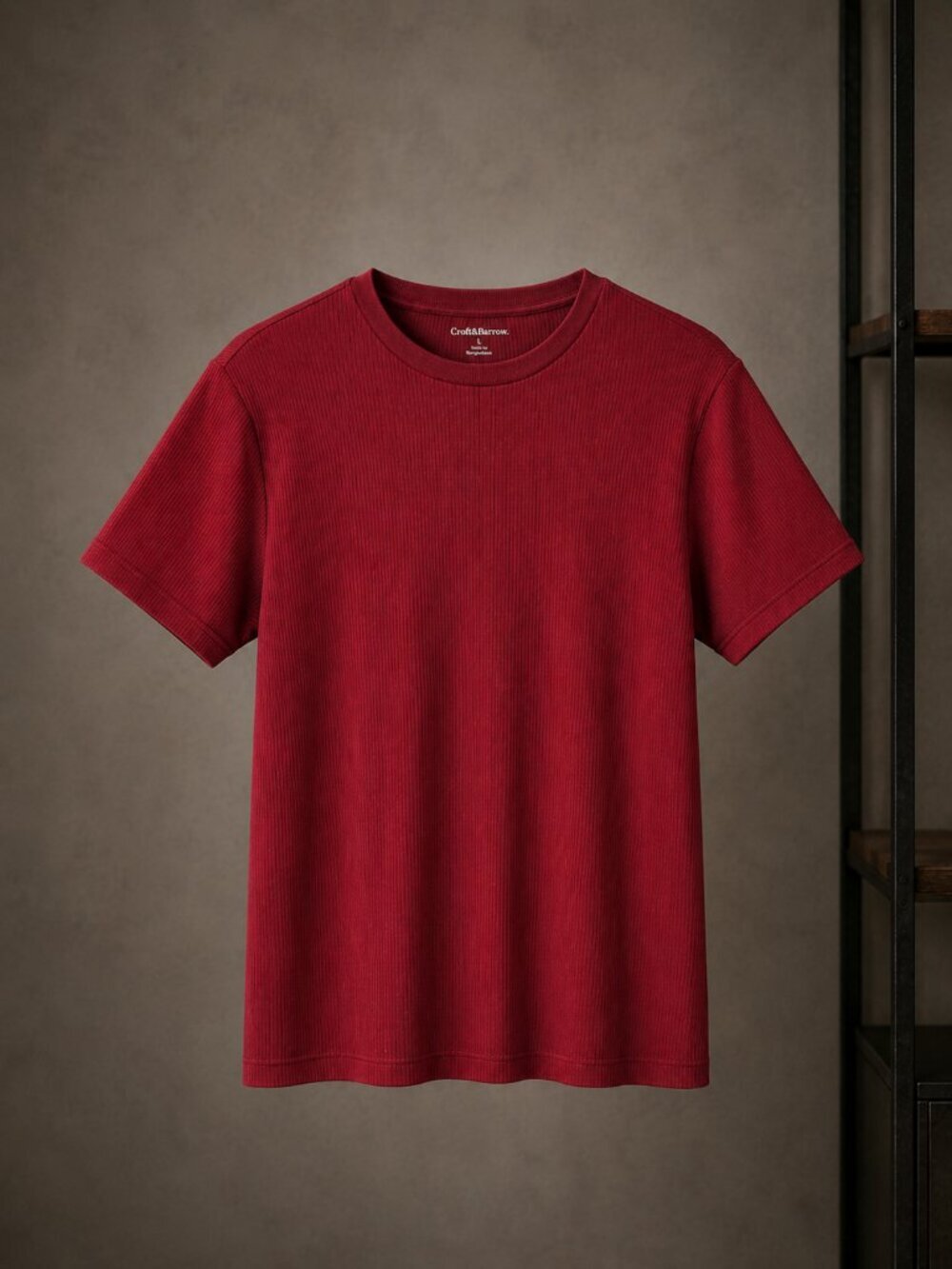 Croft & Barrow Deep Red 100% Cotton Ribbed Shirt - L